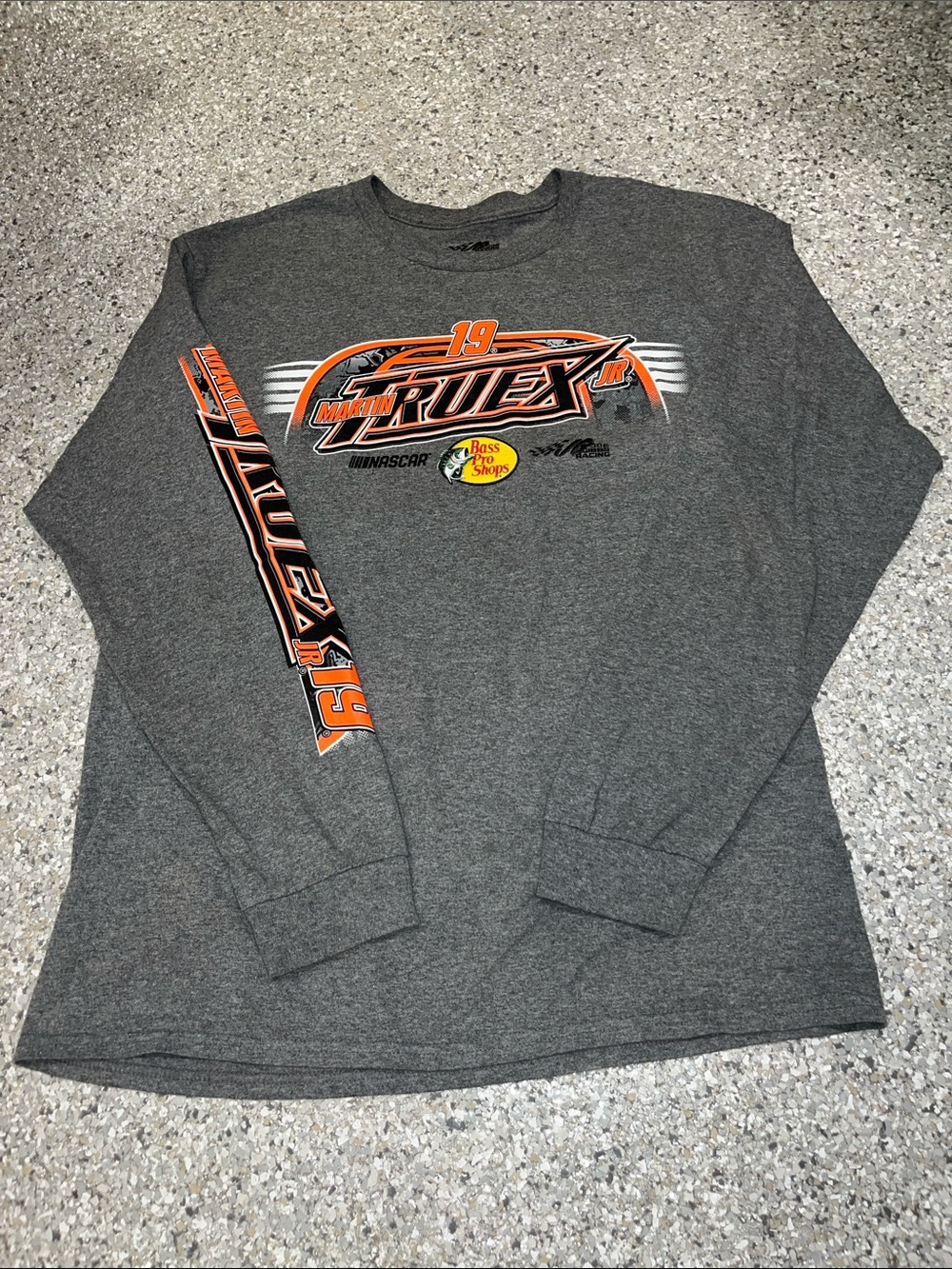 Matt Kenseth #19 Long Sleeve Racing Tee - Gray with Orange Accents